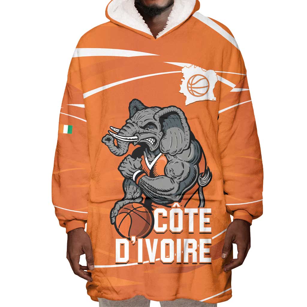 Afro Basketball Custom Ivory Coast Wearable Blanket Hoodie Allez Les Elephants - African Pride