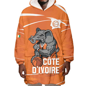 Afro Basketball Custom Ivory Coast Wearable Blanket Hoodie Allez Les Elephants - African Pride
