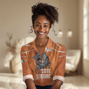 Afro Basketball Custom Ivory Coast Women Casual Shirt Allez Les Elephants - African Pride