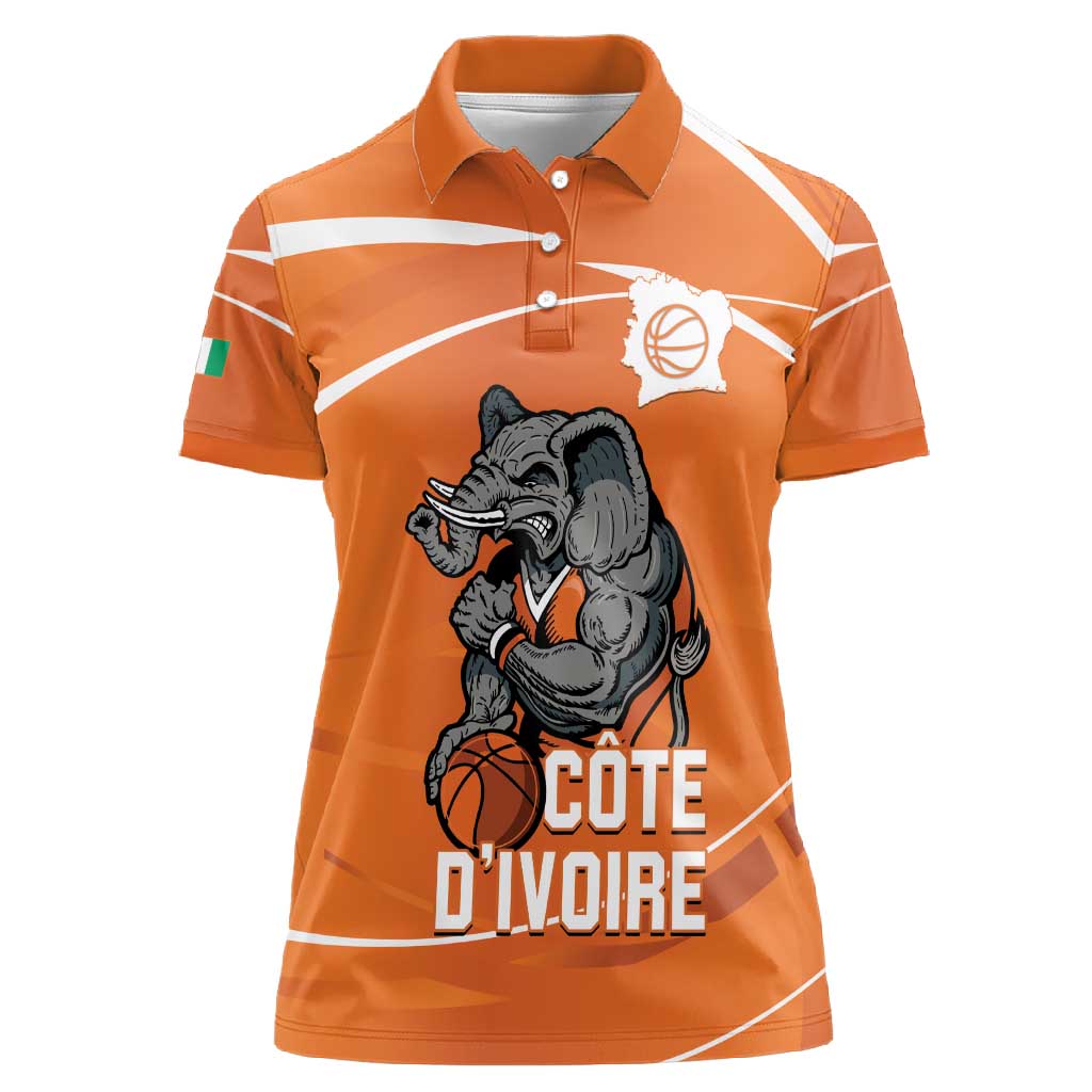 Afro Basketball Custom Ivory Coast Women Polo Shirt Allez Les Elephants - African Pride