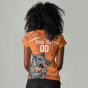 Afro Basketball Custom Ivory Coast Women V-Neck T-Shirt Allez Les Elephants - African Pride