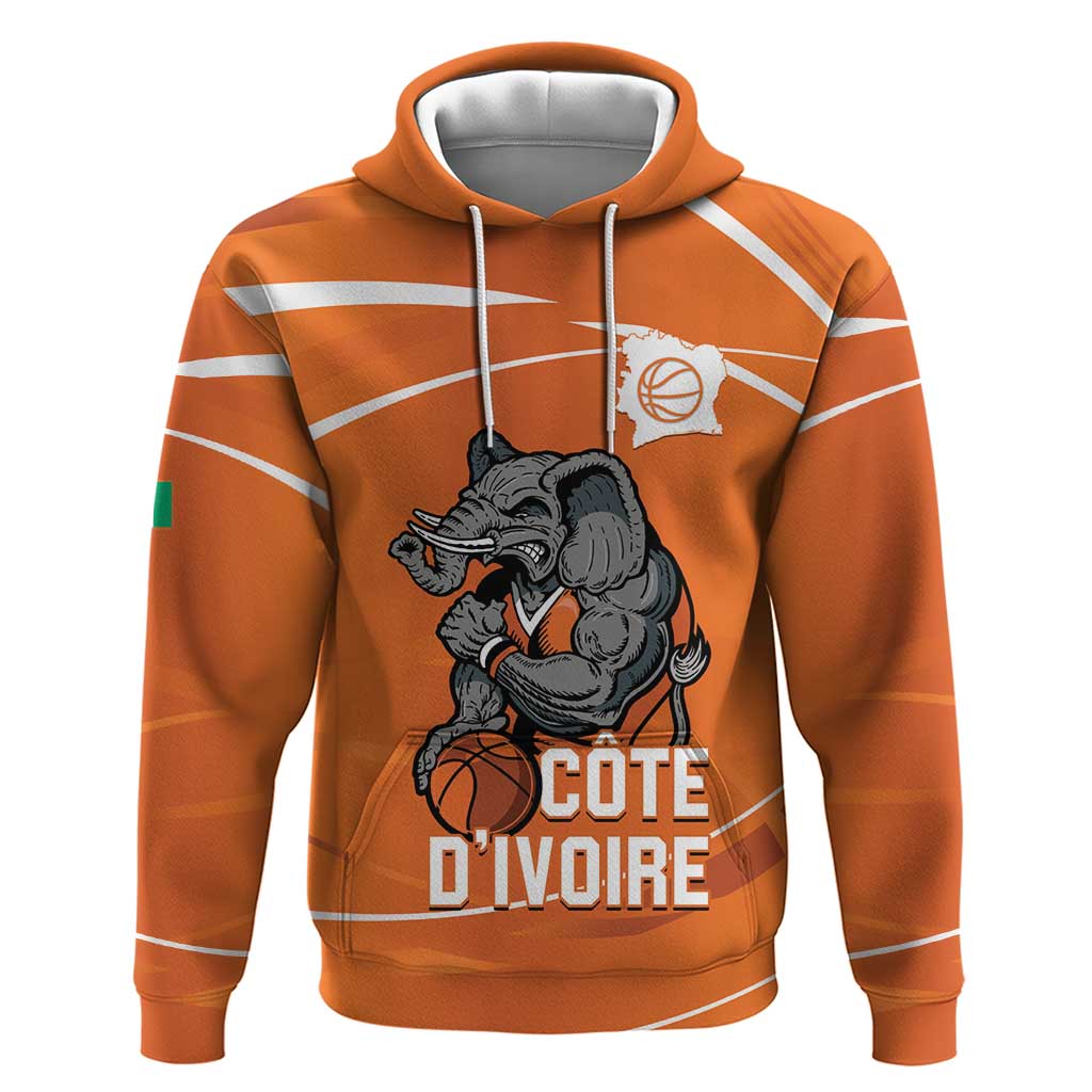 Afro Basketball Custom Ivory Coast Zip Hoodie Allez Les Elephants - African Pride