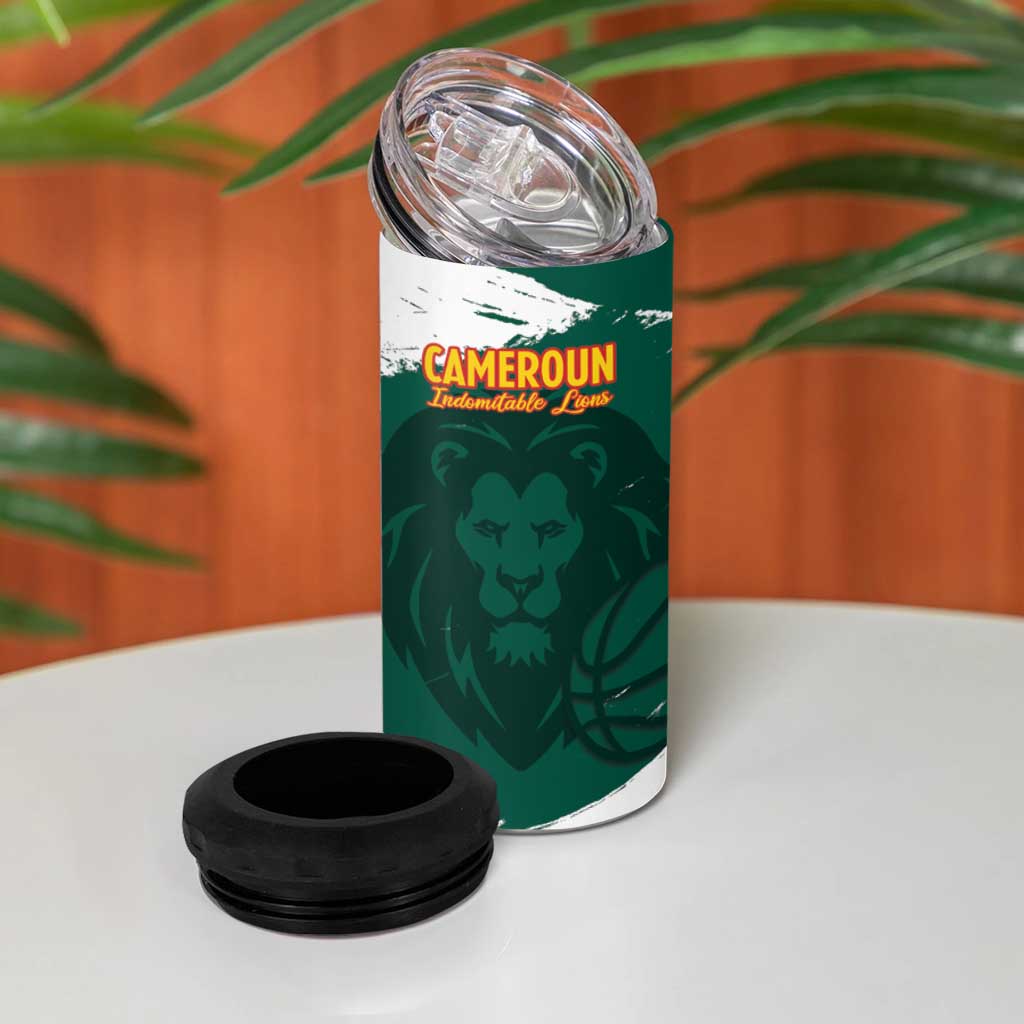 Afro Basketball Custom Cameroon 4 in 1 Can Cooler Tumbler Come On Indomitable Lions - African Pride