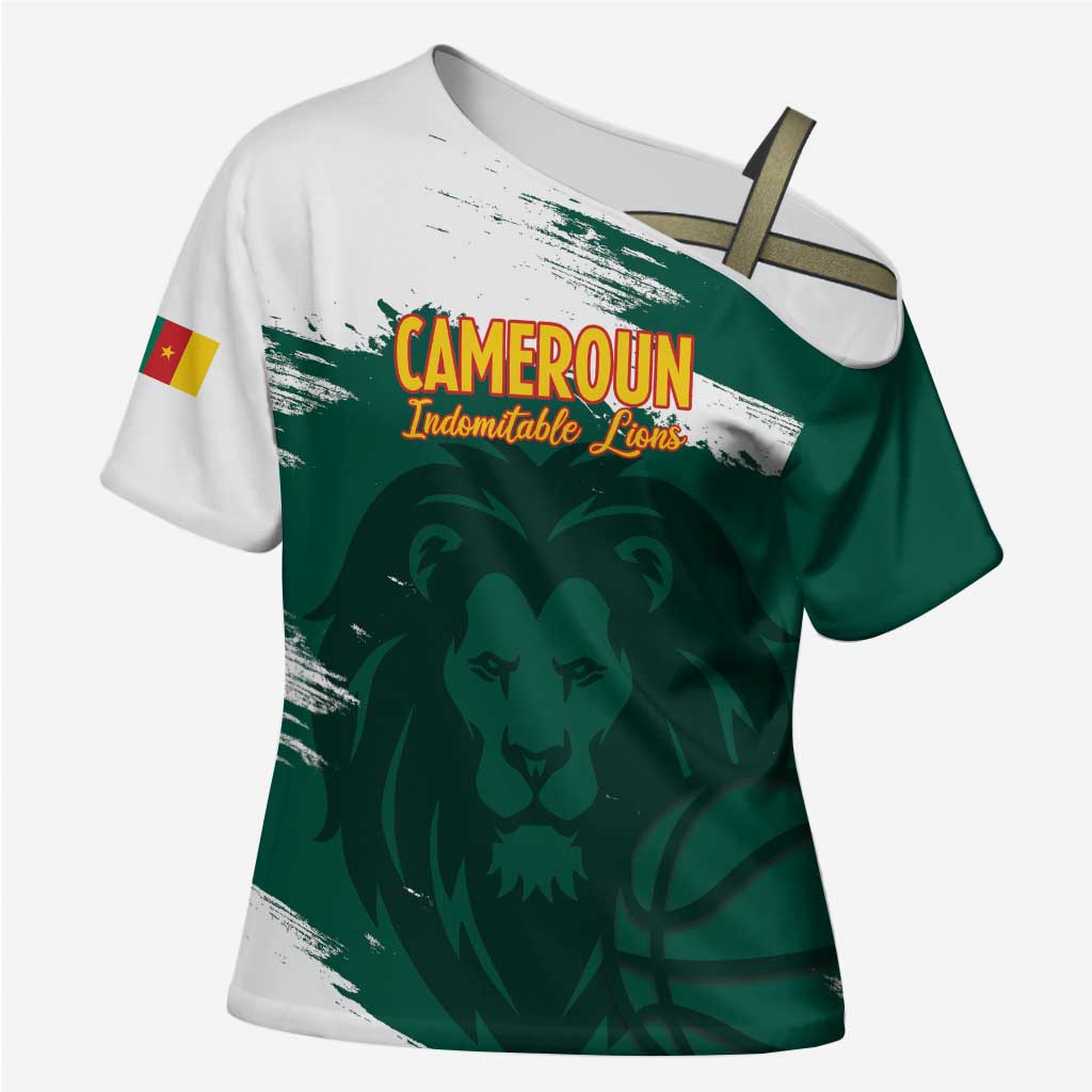 Cameroon Basketball Custom Cross Shoulder Shirt Come On Indomitable Lions