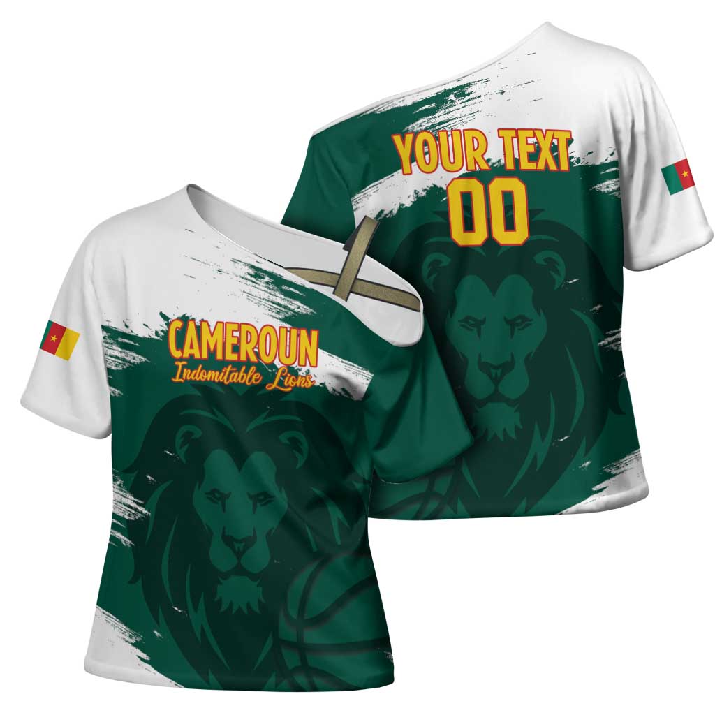 Cameroon Basketball Custom Cross Shoulder Shirt Come On Indomitable Lions