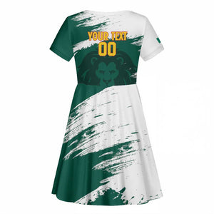 Afro Basketball Custom Cameroon Kid Short Sleeve Dress Come On Indomitable Lions - African Pride