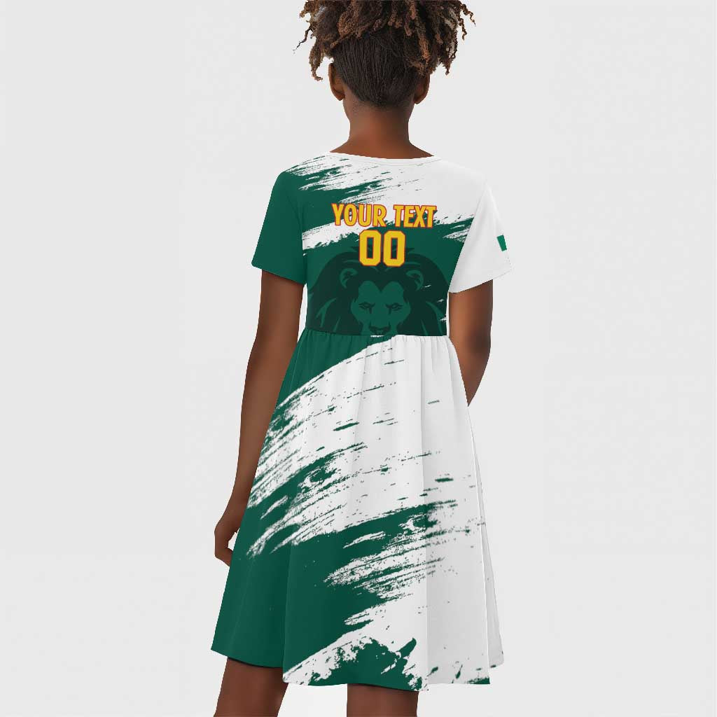 Afro Basketball Custom Cameroon Kid Short Sleeve Dress Come On Indomitable Lions - African Pride
