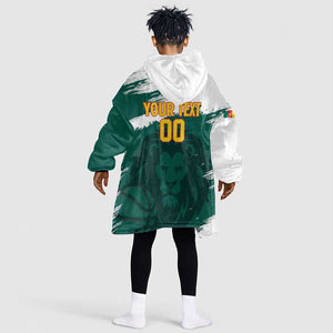 Afro Basketball Custom Cameroon Kid Wearable Blanket Hoodie Come On Indomitable Lions - African Pride