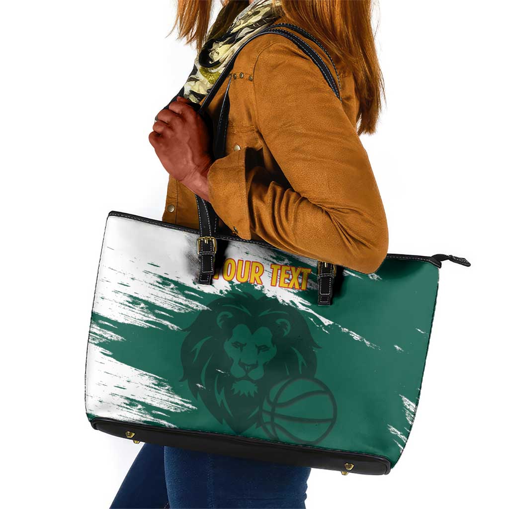 Afro Basketball Custom Cameroon Leather Tote Bag Come On Indomitable Lions - African Pride