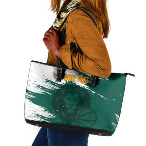 Afro Basketball Custom Cameroon Leather Tote Bag Come On Indomitable Lions - African Pride