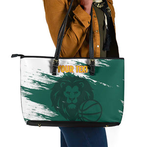 Afro Basketball Custom Cameroon Leather Tote Bag Come On Indomitable Lions - African Pride