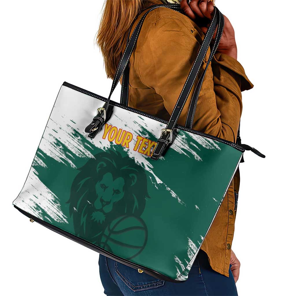 Afro Basketball Custom Cameroon Leather Tote Bag Come On Indomitable Lions - African Pride