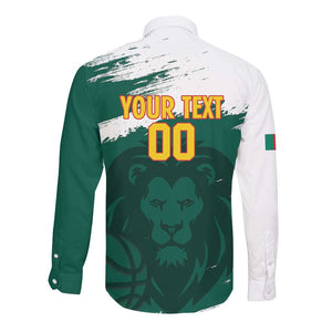 Afro Basketball Custom Cameroon Long Sleeve Button Shirt Come On Indomitable Lions - African Pride