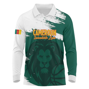 Afro Basketball Custom Cameroon Long Sleeve Polo Shirt Come On Indomitable Lions - African Pride