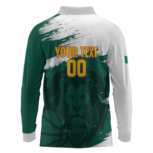 Afro Basketball Custom Cameroon Long Sleeve Polo Shirt Come On Indomitable Lions - African Pride