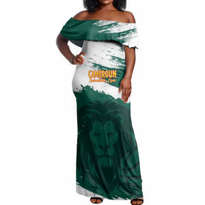 Afro Basketball Custom Cameroon Off Shoulder Maxi Dress Come On Indomitable Lions - African Pride