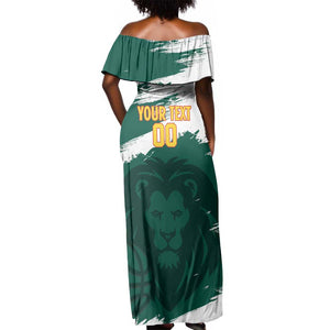 Afro Basketball Custom Cameroon Off Shoulder Maxi Dress Come On Indomitable Lions - African Pride