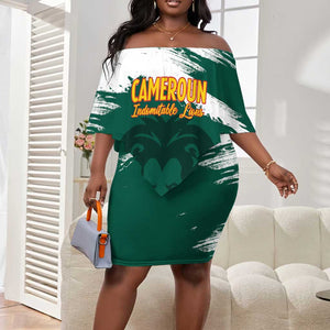 Afro Basketball Custom Cameroon Off Shoulder Short Dress Come On Indomitable Lions - African Pride