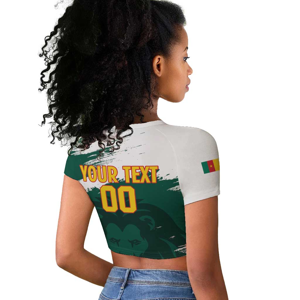 Afro Basketball Custom Cameroon Raglan Cropped T shirt Come On Indomitable Lions - African Pride