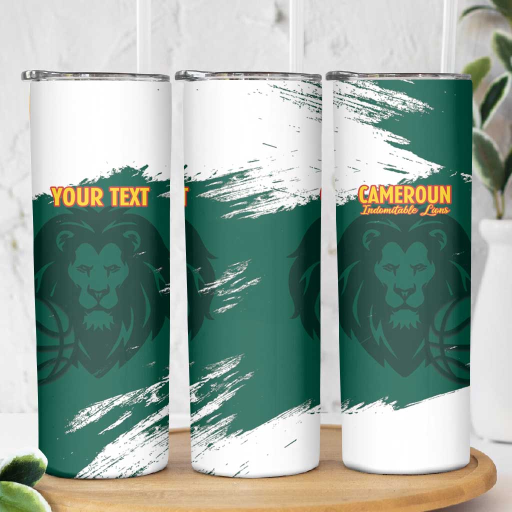 Afro Basketball Custom Cameroon Skinny Tumbler Come On Indomitable Lions - African Pride