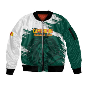 Afro Basketball Custom Cameroon Sleeve Zip Bomber Jacket Come On Indomitable Lions - African Pride