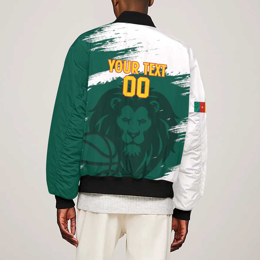 Afro Basketball Custom Cameroon Sleeve Zip Bomber Jacket Come On Indomitable Lions - African Pride
