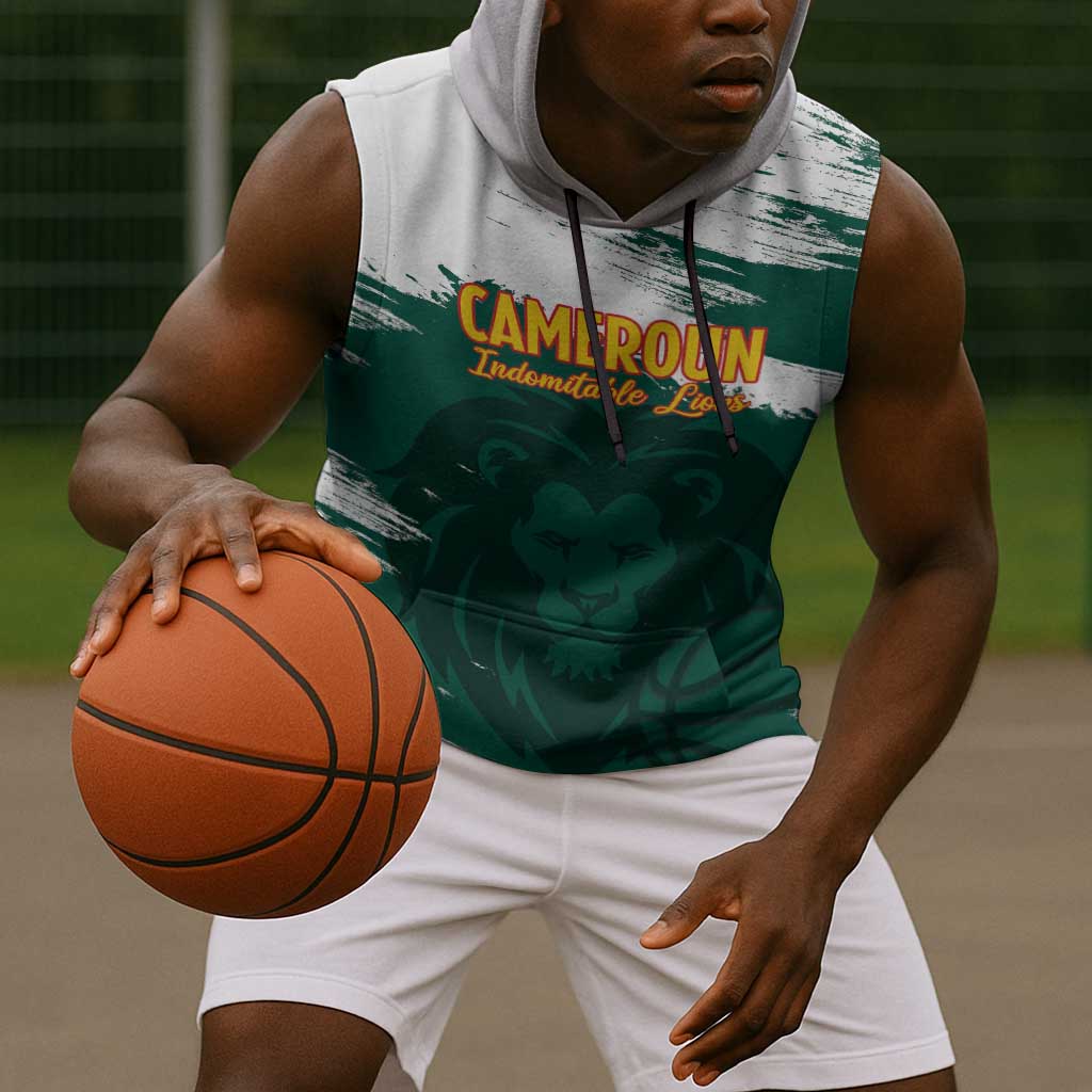 Afro Basketball Custom Cameroon Sleeveless Hoodie Come On Indomitable Lions - African Pride
