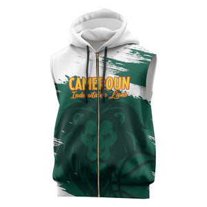 Afro Basketball Custom Cameroon Sleeveless Zip Hoodie Come On Indomitable Lions - African Pride