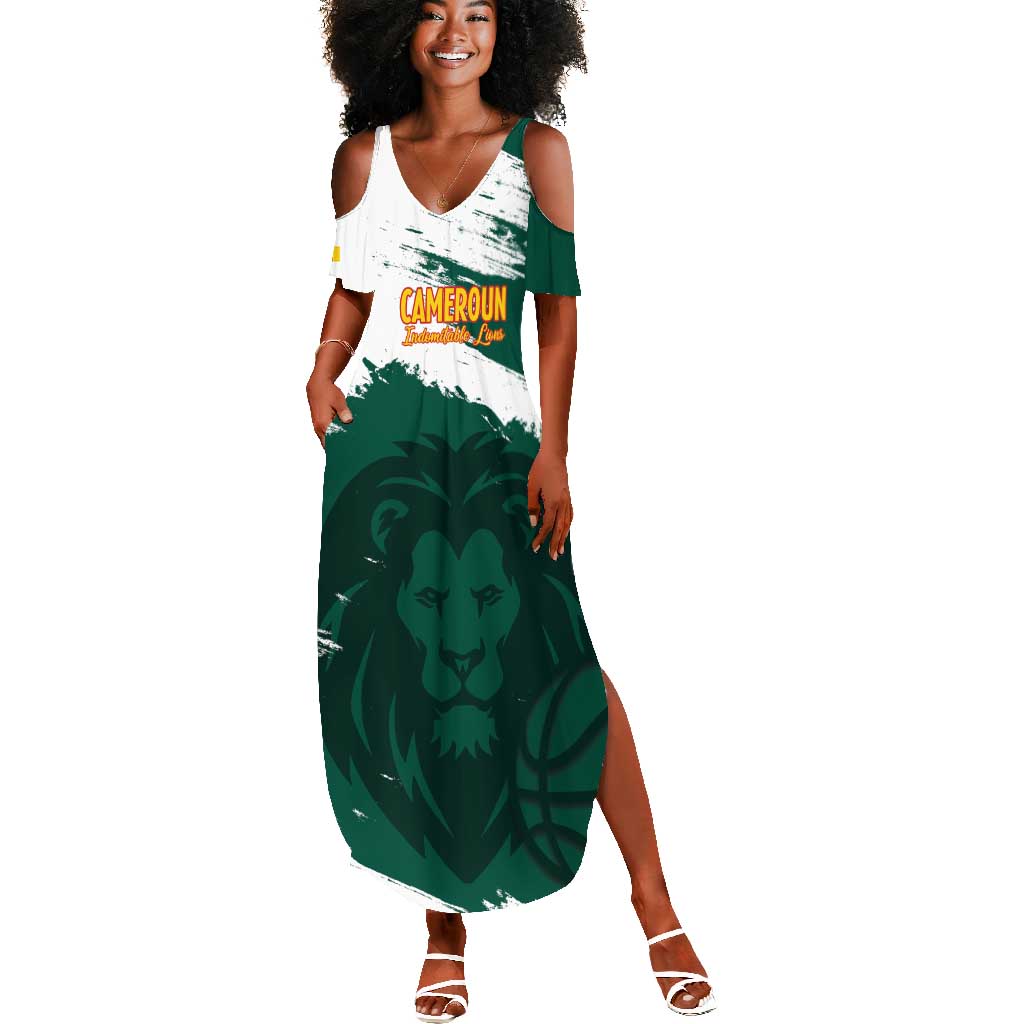 Afro Basketball Custom Cameroon Summer Maxi Dress Come On Indomitable Lions - African Pride