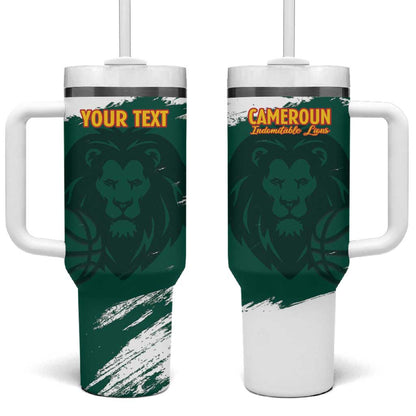 Afro Basketball Custom Cameroon Tumbler With Handle Come On Indomitable Lions - African Pride