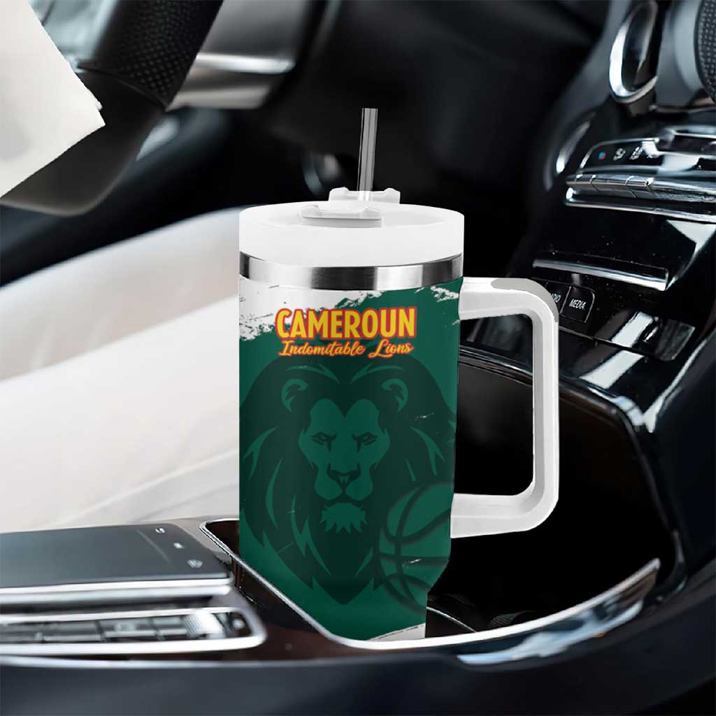 Afro Basketball Custom Cameroon Tumbler With Handle Come On Indomitable Lions - African Pride