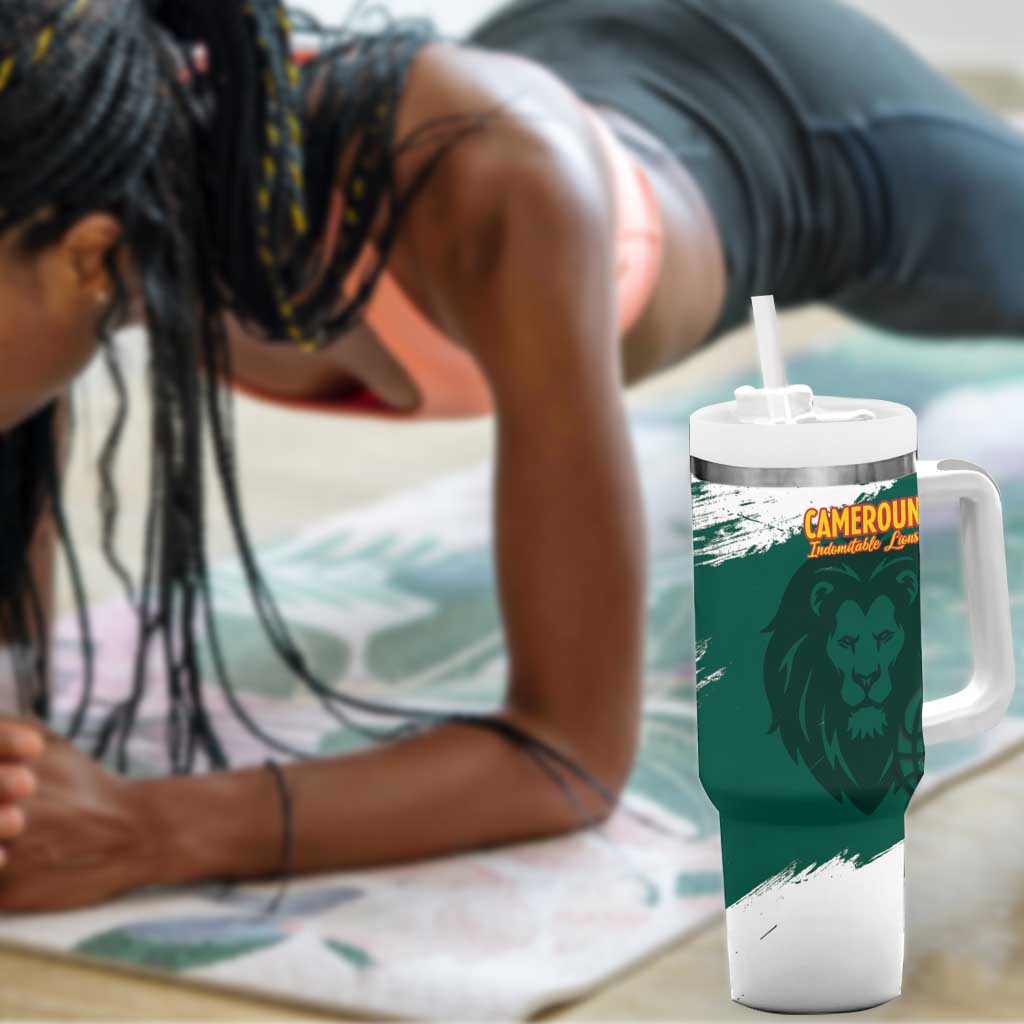 Afro Basketball Custom Cameroon Tumbler With Handle Come On Indomitable Lions - African Pride