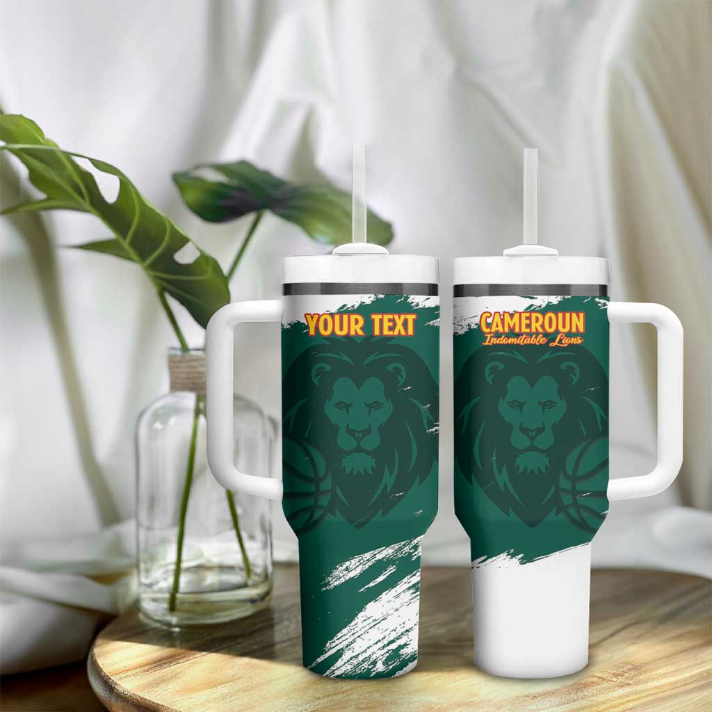 Afro Basketball Custom Cameroon Tumbler With Handle Come On Indomitable Lions - African Pride