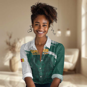 Afro Basketball Custom Cameroon Women Casual Shirt Come On Indomitable Lions - African Pride