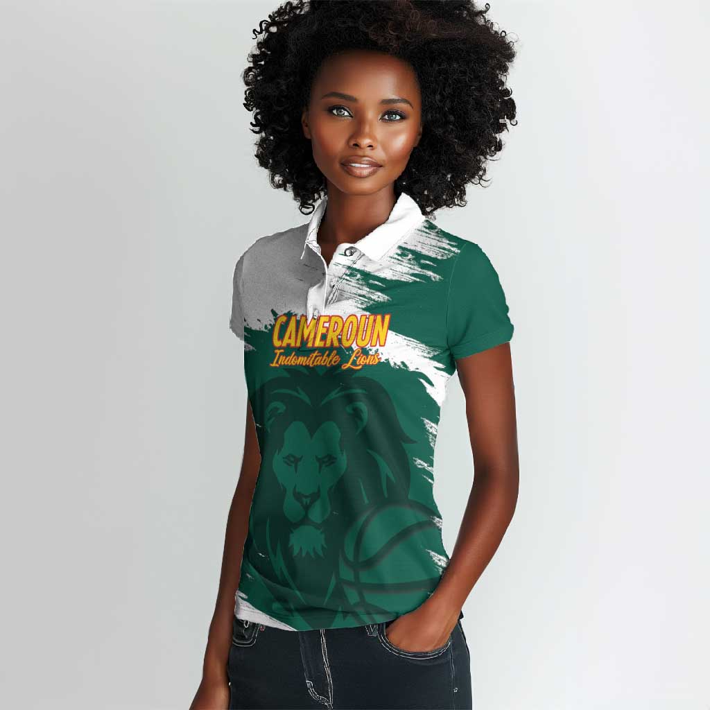 Afro Basketball Custom Cameroon Women Polo Shirt Come On Indomitable Lions - African Pride