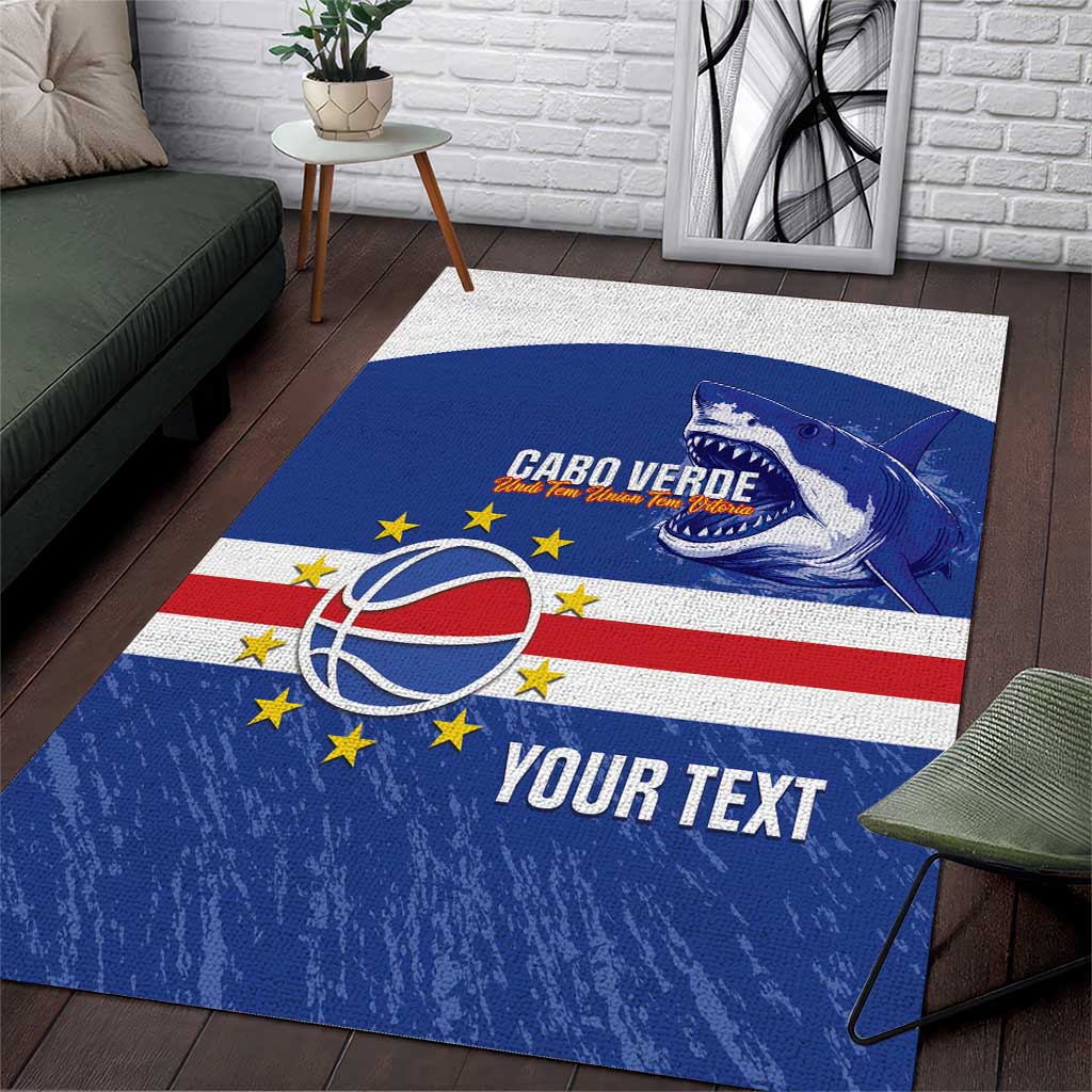 Afro Basketball Custom Cape Verde Area Rug Come On Blue Sharks - African Pride