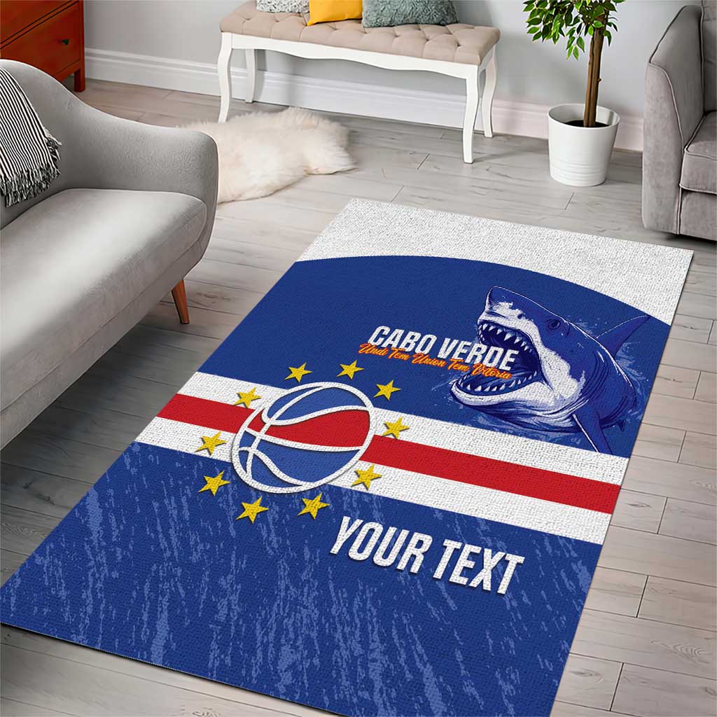 Afro Basketball Custom Cape Verde Area Rug Come On Blue Sharks - African Pride