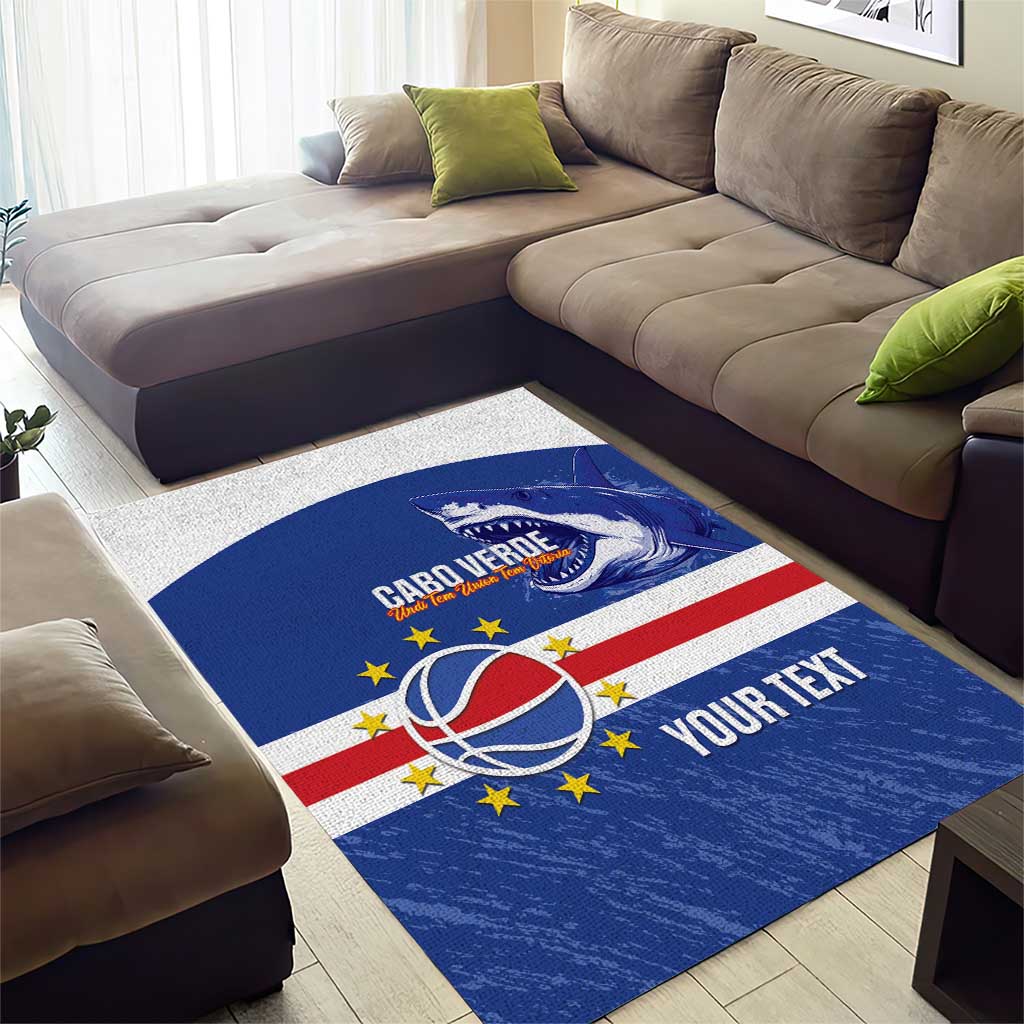 Afro Basketball Custom Cape Verde Area Rug Come On Blue Sharks - African Pride