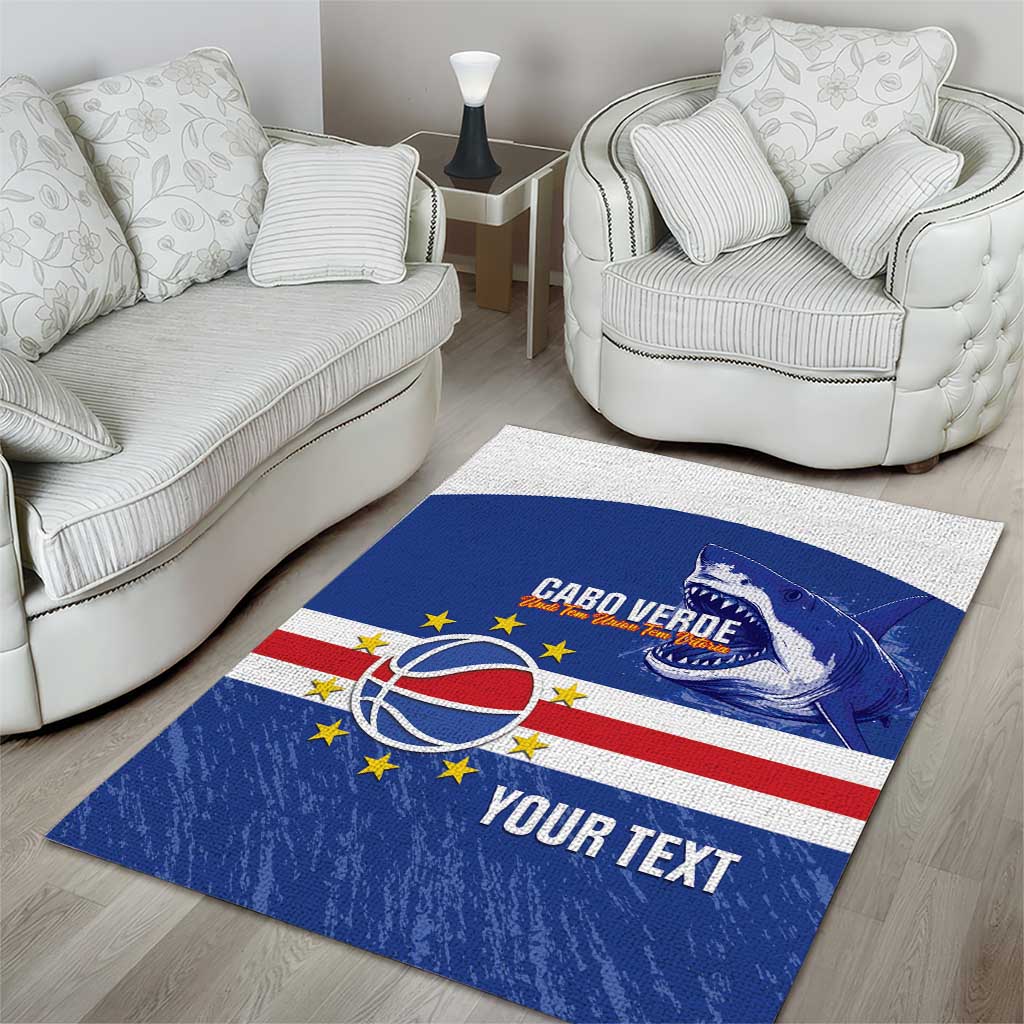 Afro Basketball Custom Cape Verde Area Rug Come On Blue Sharks - African Pride
