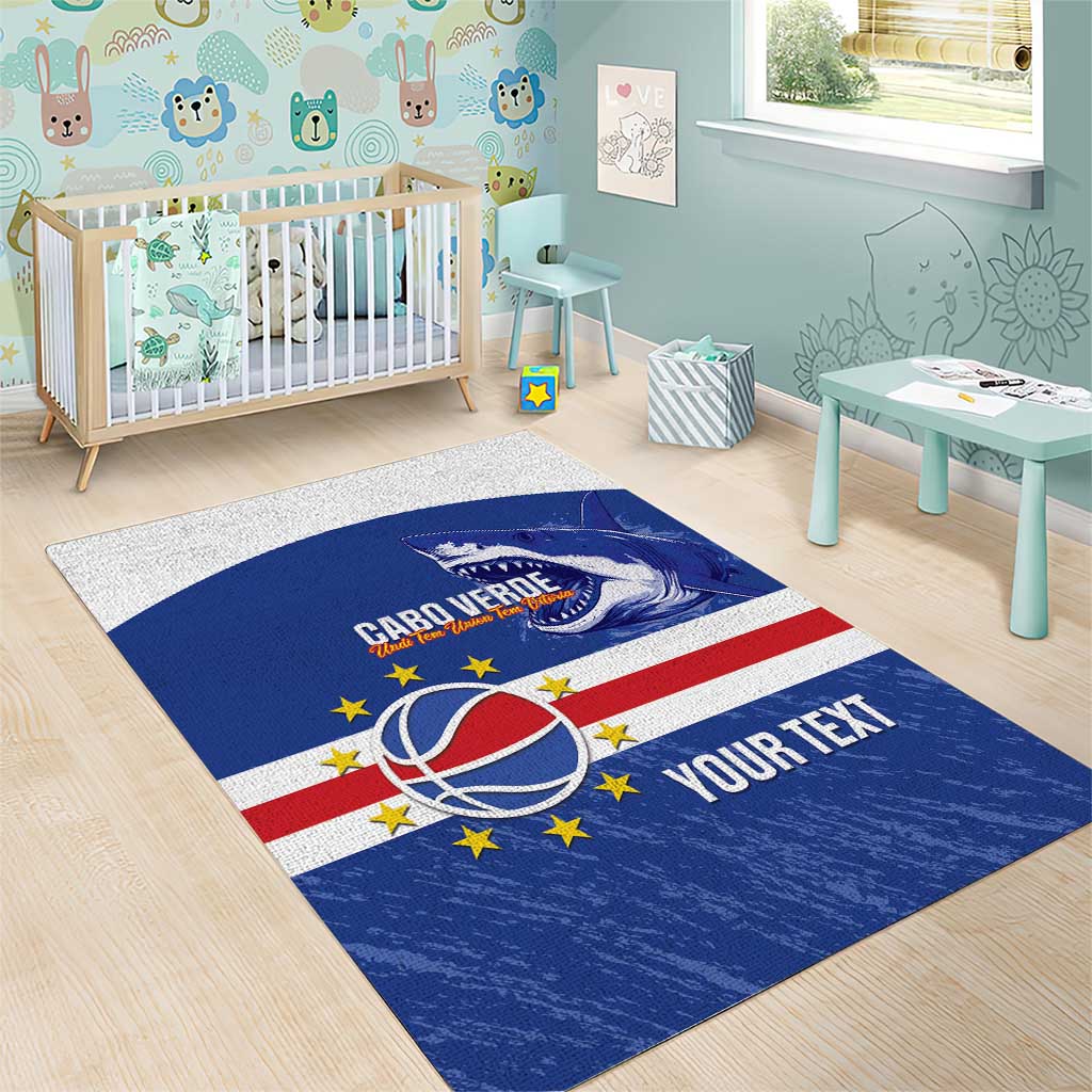 Afro Basketball Custom Cape Verde Area Rug Come On Blue Sharks - African Pride