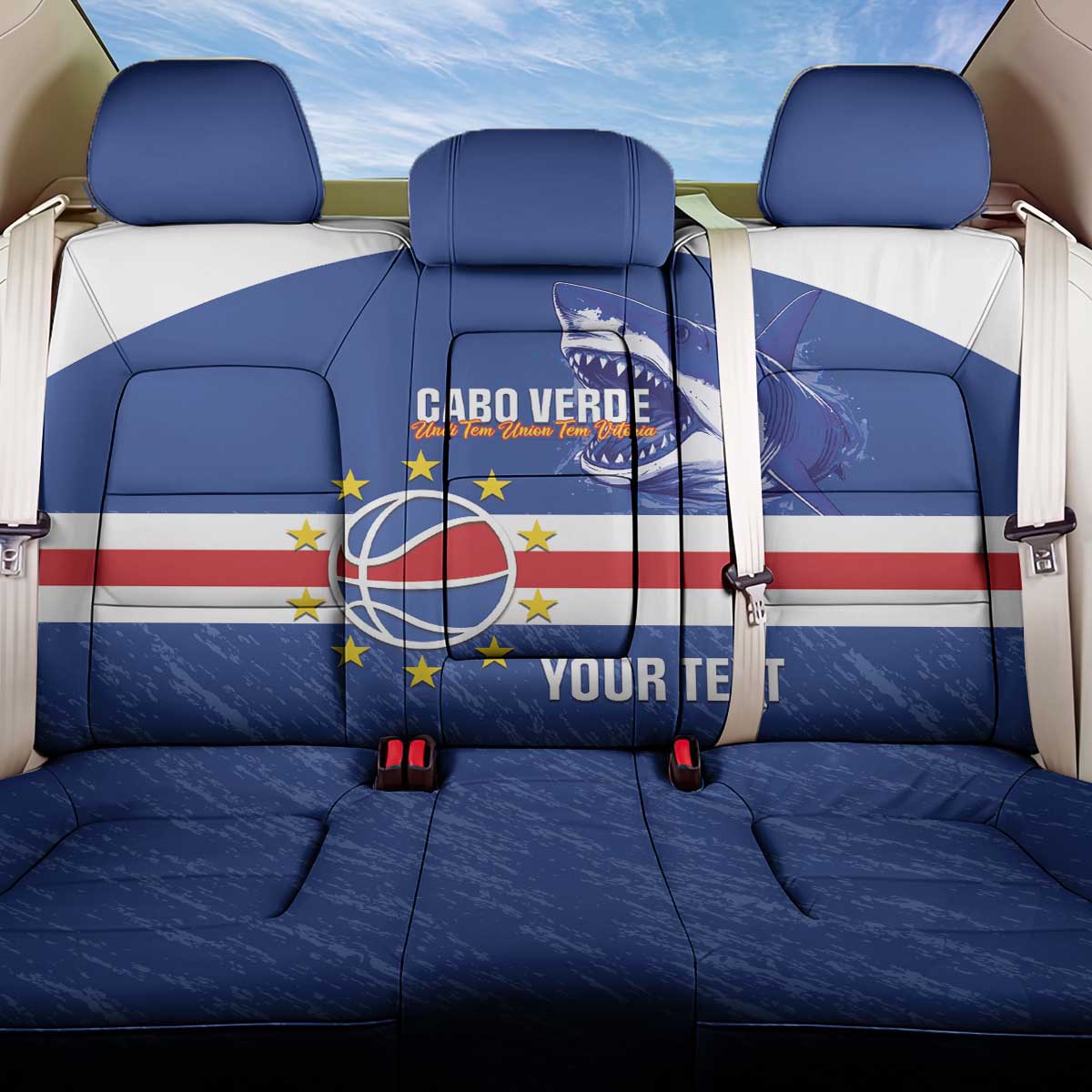 Afro Basketball Custom Cape Verde Back Car Seat Cover Come On Blue Sharks - African Pride
