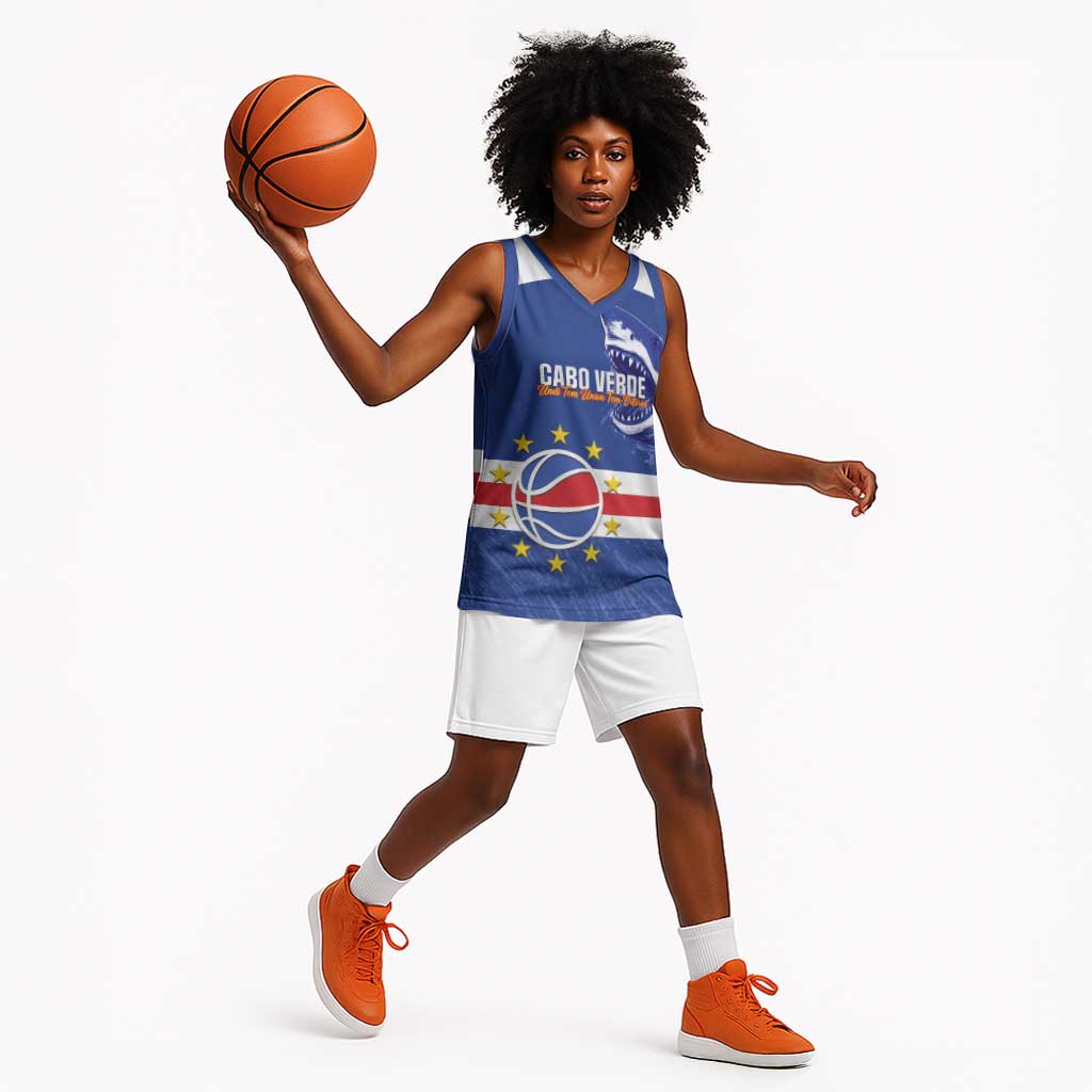 Afro Basketball Custom Cape Verde Basketball Jersey Come On Blue Sharks - African Pride