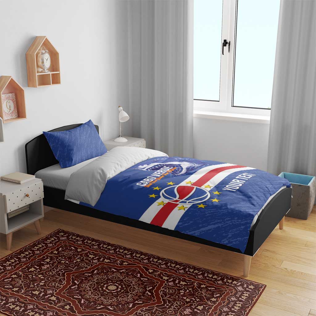 Afro Basketball Custom Cape Verde Bedding Set Come On Blue Sharks - African Pride