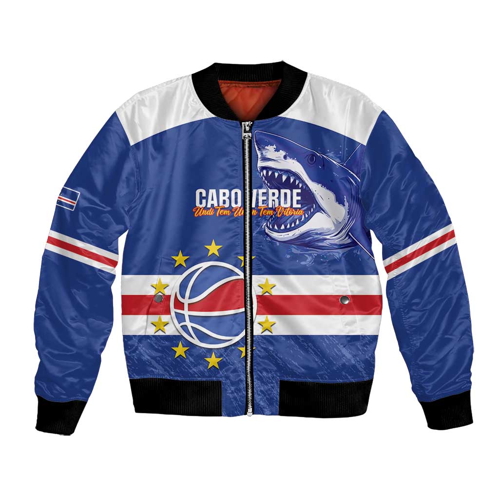 Afro Basketball Custom Cape Verde Bomber Jacket Come On Blue Sharks - African Pride