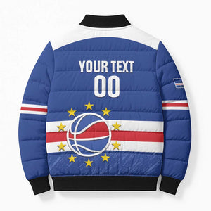 Cape Verde Basketball Custom Bomber Puffer Jacket Come On Blue Sharks