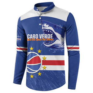Cape Verde Basketball Custom Button Sweatshirt Come On Blue Sharks