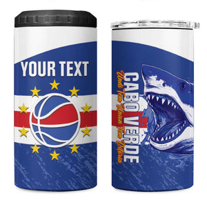 Afro Basketball Custom Cape Verde 4 in 1 Can Cooler Tumbler Come On Blue Sharks - African Pride