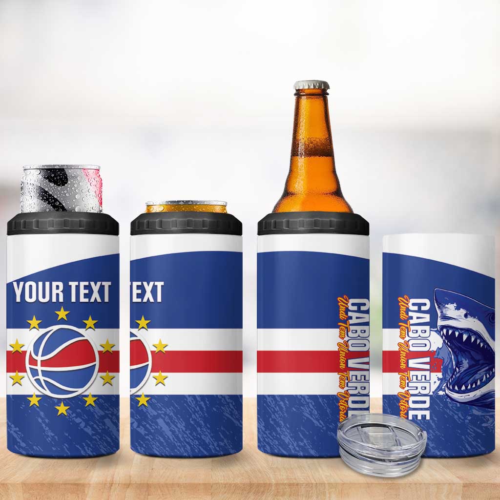 Afro Basketball Custom Cape Verde 4 in 1 Can Cooler Tumbler Come On Blue Sharks - African Pride