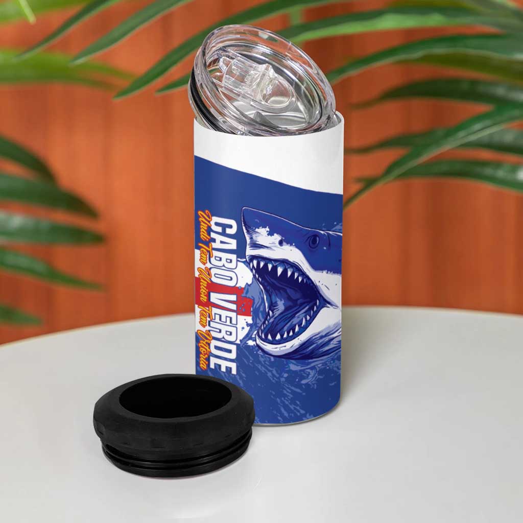 Afro Basketball Custom Cape Verde 4 in 1 Can Cooler Tumbler Come On Blue Sharks - African Pride