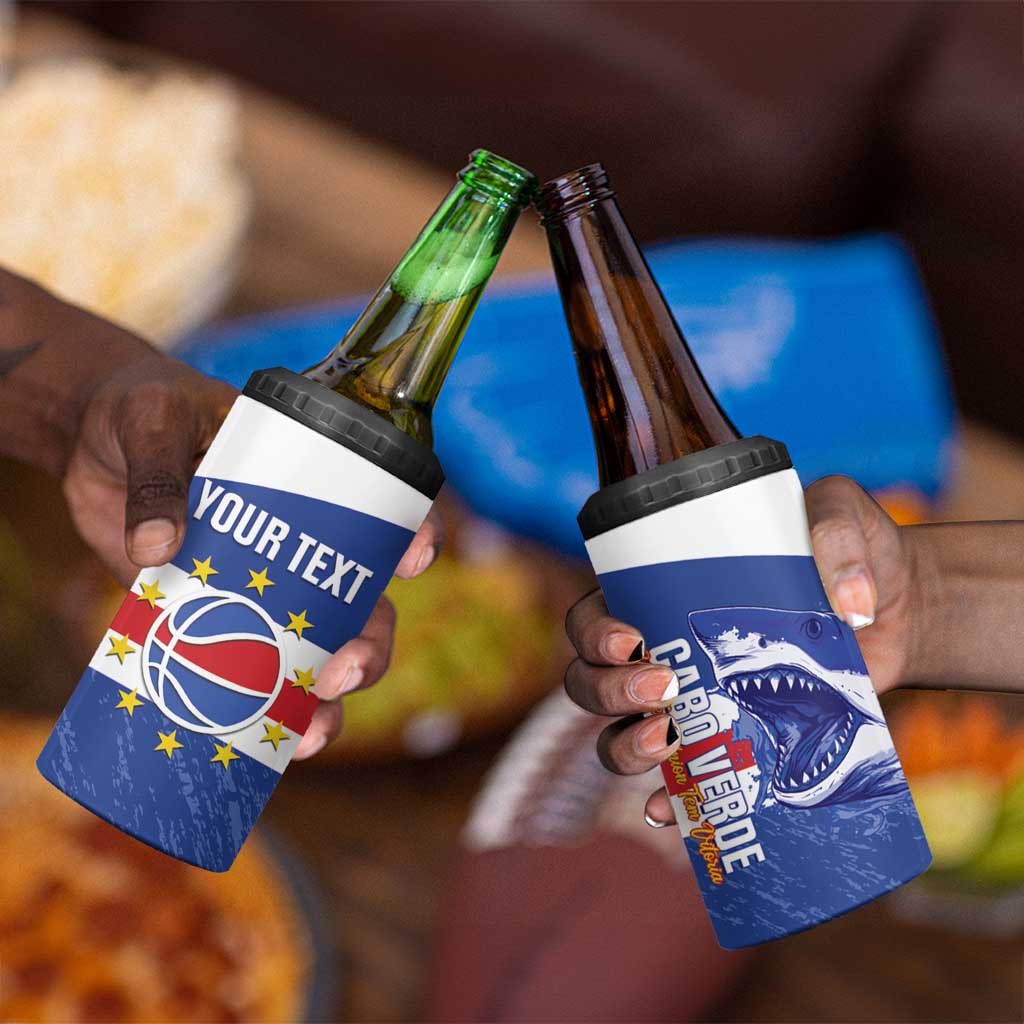 Afro Basketball Custom Cape Verde 4 in 1 Can Cooler Tumbler Come On Blue Sharks - African Pride